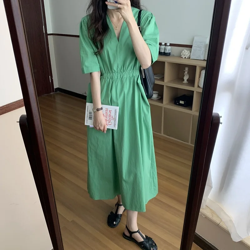 3Colors Summer Long dresses 2021 Women Korean Style High Waist V neck Lace Up Pockets Elegant Midi Long dress Female (N0194
3Colors Summer Long dresses 2021 Women Korean Style High Waist V neck Lace Up Pockets Elegant Midi Long dress Female (N0194