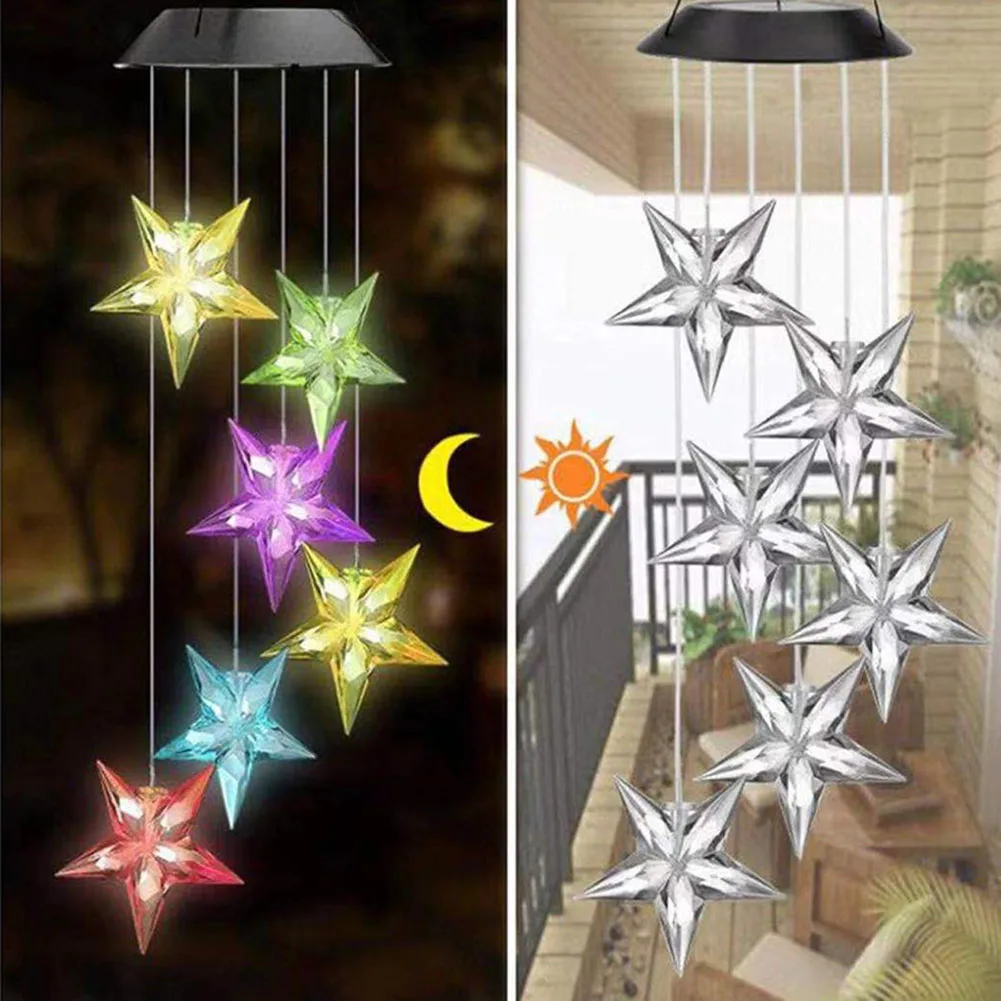 Star Moon Color Changing Solar Power Wind Chime Lamps Colorful Windbell Pendant Light Waterproof Outdoor Hanging Decorative Ligh
Star Moon Color Changing Solar Power Wind Chime Lamps Colorful Windbell Pendant Light Waterproof Outdoor Hanging Decorative Ligh