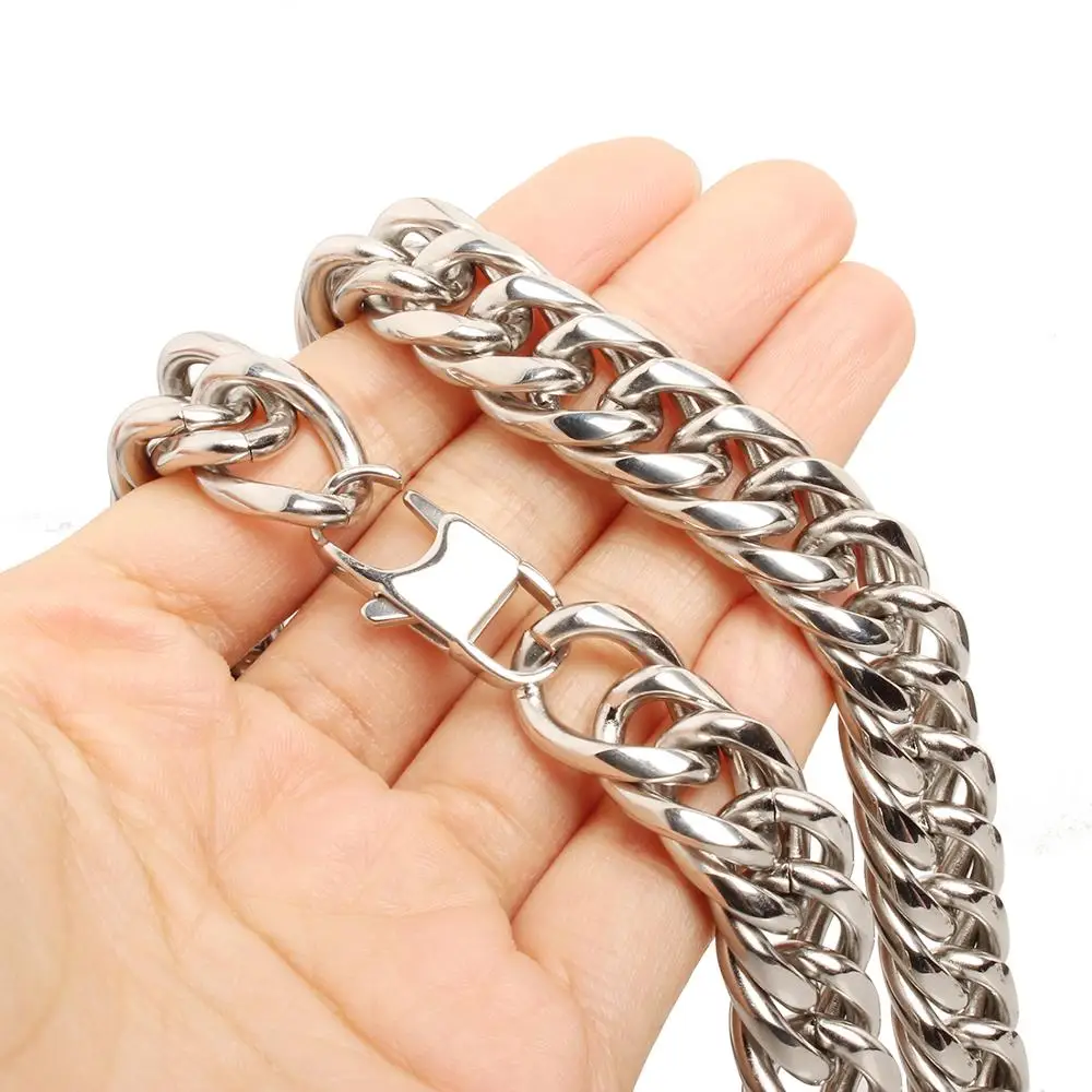 9/11/13/16/20/22mm Fashion Jewelry 316L Stainless Steel Silver Color Cuban Curb Link Chain Men/Women Necklace Or Bracelet 7-40"
9/11/13/16/20/22mm Fashion Jewelry 316L Stainless Steel Silver Color Cuban Curb Link Chain Men/Women Necklace Or Bracelet 7-40"