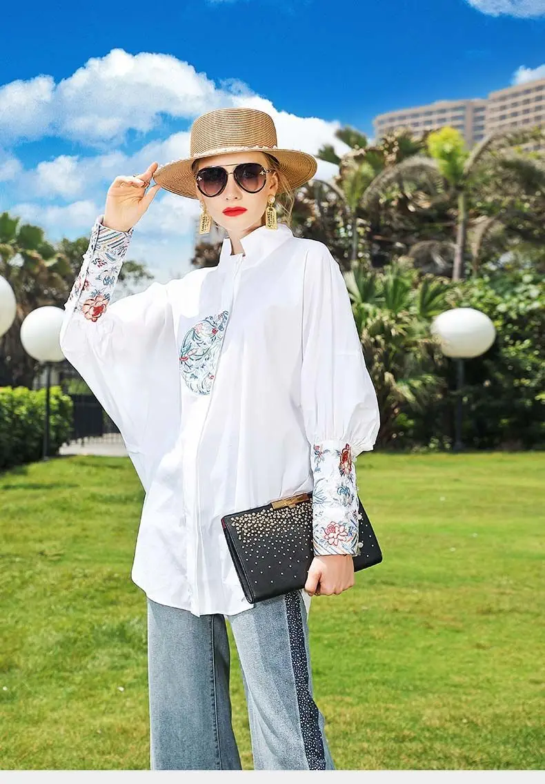 Women Spring Autumn Style Blouses Shirt Women Casual Long Batwing Sleeve Embroidery Loose Shirts Elegant Women Tops Blousa SY240
Women Spring Autumn Style Blouses Shirt Women Casual Long Batwing Sleeve Embroidery Loose Shirts Elegant Women Tops Blousa SY240