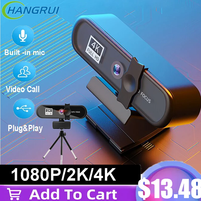 Webcam 4K Full HD 1080P Web Camera Mini Webcam Cover For PC Computer Laptop Video 2K USB Autofocus Web Camera With Microphone
Webcam 4K Full HD 1080P Web Camera Mini Webcam Cover For PC Computer Laptop Video 2K USB Autofocus Web Camera With Microphone
