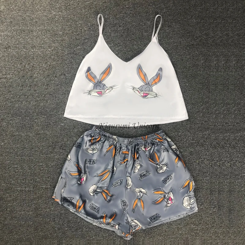 Animal Cartoon Print Lovely Sleepwear Home Suit Summer V Neck Sexy Pyjamas Women Spaghetti Strap Loose Pijama Satin Femme Cat
Animal Cartoon Print Lovely Sleepwear Home Suit Summer V Neck Sexy Pyjamas Women Spaghetti Strap Loose Pijama Satin Femme Cat