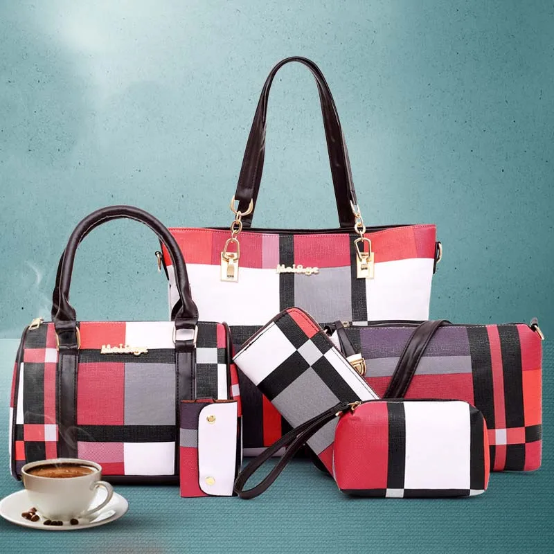 New Fashion Luxury Handbags New 6 PCS Set Women Plaid Colors Handbag Female Shoulder Bag Travel Shopping Ladies Crossbody Bag
New Fashion Luxury Handbags New 6 PCS Set Women Plaid Colors Handbag Female Shoulder Bag Travel Shopping Ladies Crossbody Bag