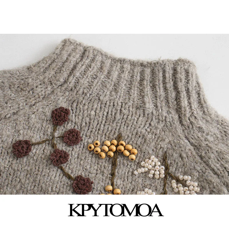 KPYTOMOA Women 2021 Fashion With Beading Embroidery Cropped Knitted Sweater Vintage Lantern Sleeve Female Pullover Chic Tops 
KPYTOMOA Women 2021 Fashion With Beading Embroidery Cropped Knitted Sweater Vintage Lantern Sleeve Female Pullover Chic Tops