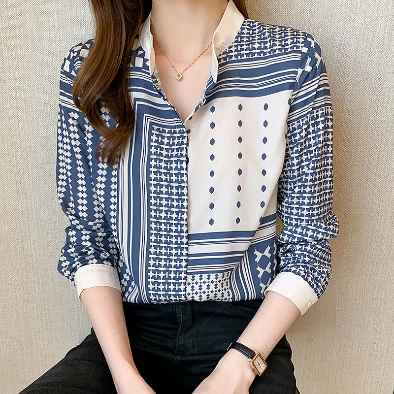 2021 New Spring Autumn Women Blouses Casual Long Sleeve Striped Chiffon Shirts Fashion Slim Elegant Office Lady Tops Clothing
2021 New Spring Autumn Women Blouses Casual Long Sleeve Striped Chiffon Shirts Fashion Slim Elegant Office Lady Tops Clothing