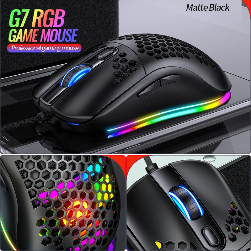2021 breathable honeycomb hollow design, 7 color flow optical competitive mechanical wired gaming mouse hole rgb glow mouse
2021 breathable honeycomb hollow design, 7 color flow optical competitive mechanical wired gaming mouse hole rgb glow mouse