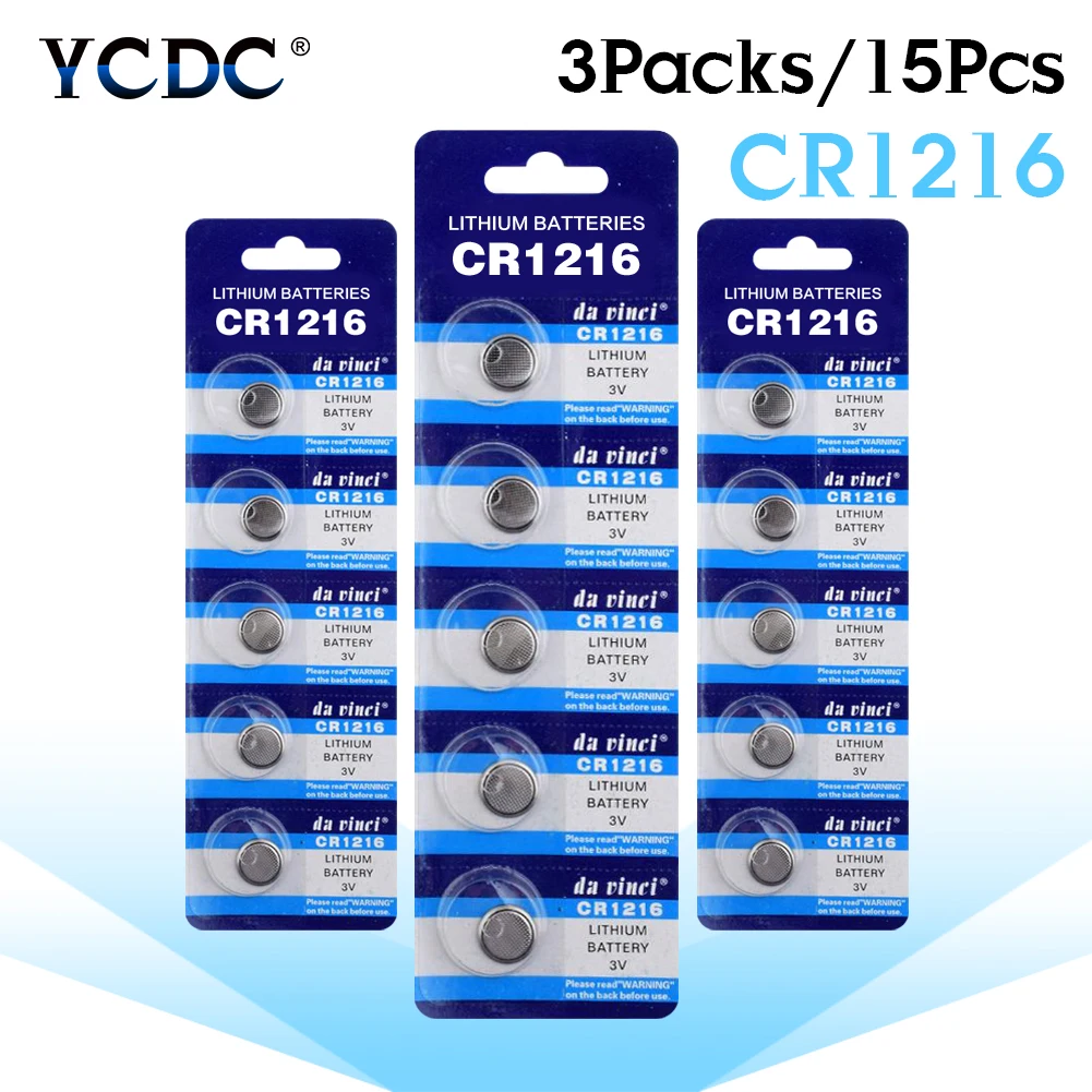 YCDC 15Pcs CR1216 DL1216 BR1216 LM1216 5034LC 3V Coin Cell Battery For Watch Toy Lithium Button Batteries Single Use for Watch
YCDC 15Pcs CR1216 DL1216 BR1216 LM1216 5034LC 3V Coin Cell Battery For Watch Toy Lithium Button Batteries Single Use for Watch