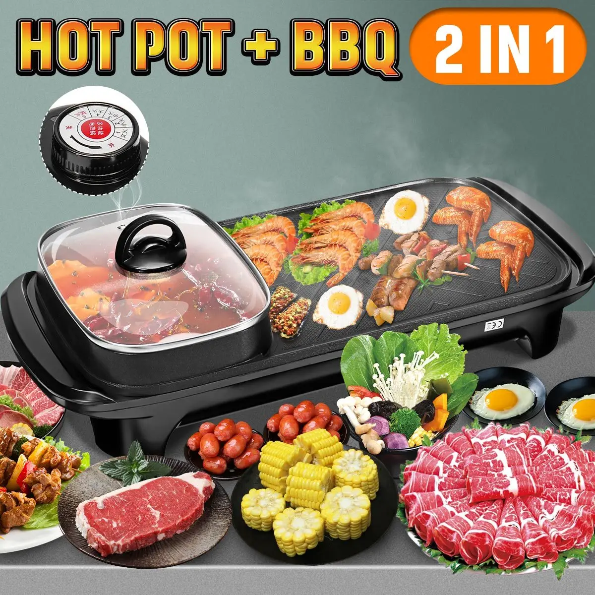 2 In 1 220V Electric Grill Hot Pot Barbecue Multifunction Buffet Hot Pot BBQ Griddle for Family Friends Gatherings Party
2 In 1 220V Electric Grill Hot Pot Barbecue Multifunction Buffet Hot Pot BBQ Griddle for Family Friends Gatherings Party