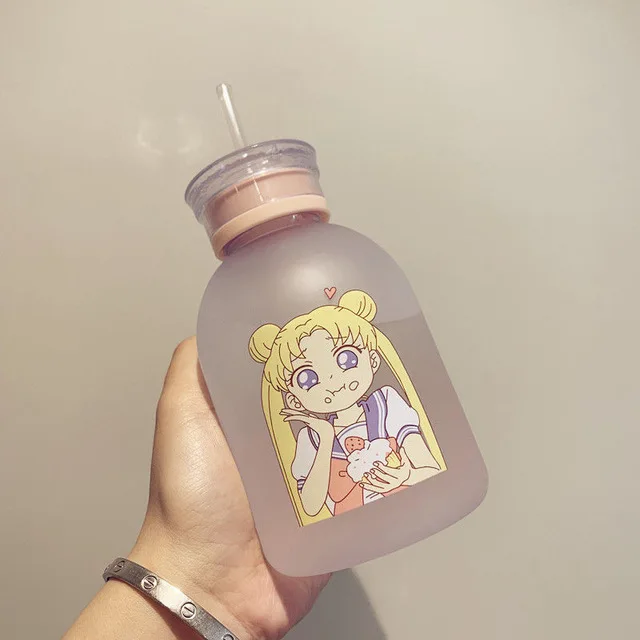 500ml Cartoon Frosted Glass Bottle with Straw Sailor Moon Transparent Glass Water Bottle Heat-resistant Cup
500ml Cartoon Frosted Glass Bottle with Straw Sailor Moon Transparent Glass Water Bottle Heat-resistant Cup