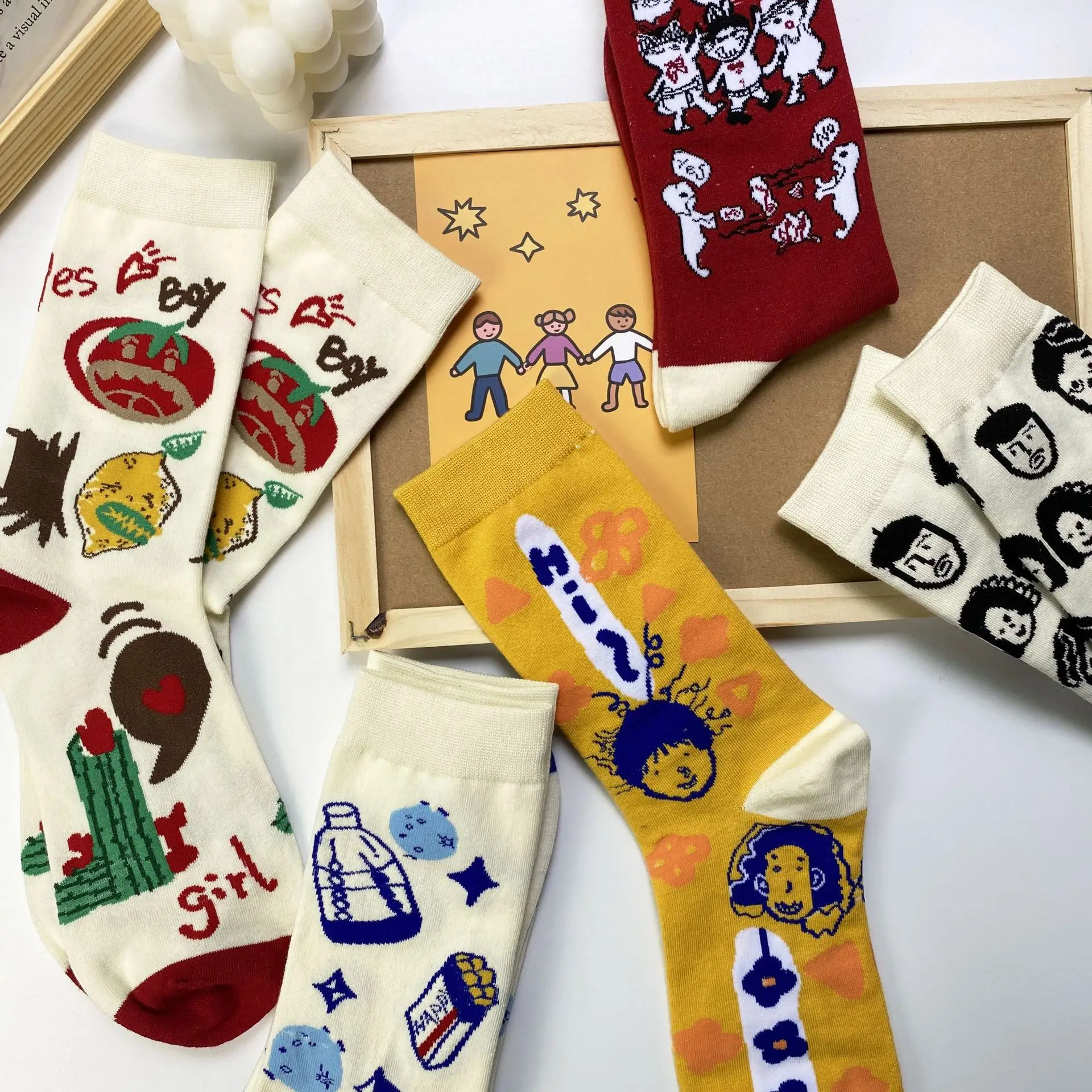 Couple Socks Novelty Creative Cartoon Graffiti Socks Korean Style Harajuku Colorful Jacquard Trendy In Tube Sport Cotton Sock
Couple Socks Novelty Creative Cartoon Graffiti Socks Korean Style Harajuku Colorful Jacquard Trendy In Tube Sport Cotton Sock