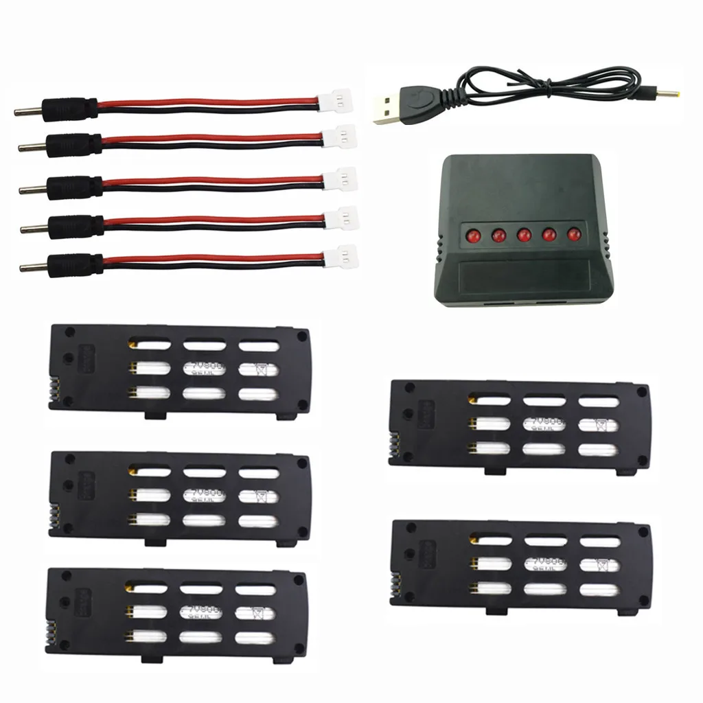 

5PCS * 3.7V 800mAh Battery with 4 in 1 Charger & Conversion line for A15 A15H Folding quadcopter accessories