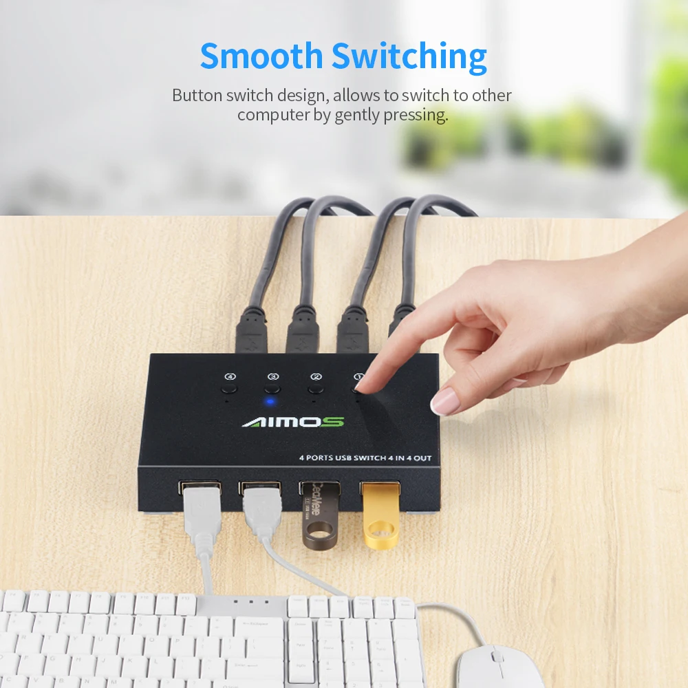 AIMOS AM-404K USB Printer Share Switcher 4 Ports Keyboard Mouse U Disk HDD USB Controller USB 4-Port Switcher for mouse keyboard
AIMOS AM-404K USB Printer Share Switcher 4 Ports Keyboard Mouse U Disk HDD USB Controller USB 4-Port Switcher for mouse keyboard