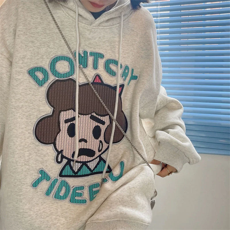 Harajuku Street Oversize Hooded Sweater Women Autumn And Winter 2021 New Cartoon Crying Little Girl Printed Letters Loose Top
Harajuku Street Oversize Hooded Sweater Women Autumn And Winter 2021 New Cartoon Crying Little Girl Printed Letters Loose Top