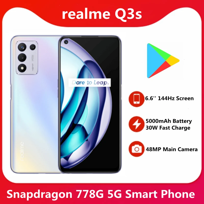 Смартфон realme Q3s 6 дюйма 144 Гц 30 Вт быстрая зарядка | Мобильные телефоны и аксессуары