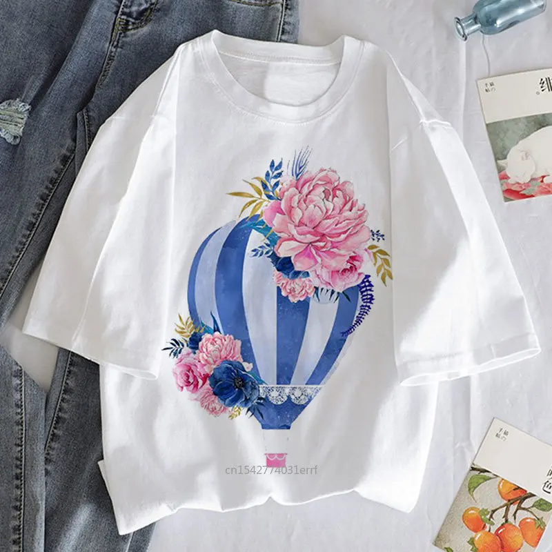 Hot Air Balloon Graphic Print T-shirt Women Harajuku Aesthetic White Tops Tee 2021 New Summer Fashion T Shirt 
Hot Air Balloon Graphic Print T-shirt Women Harajuku Aesthetic White Tops Tee 2021 New Summer Fashion T Shirt