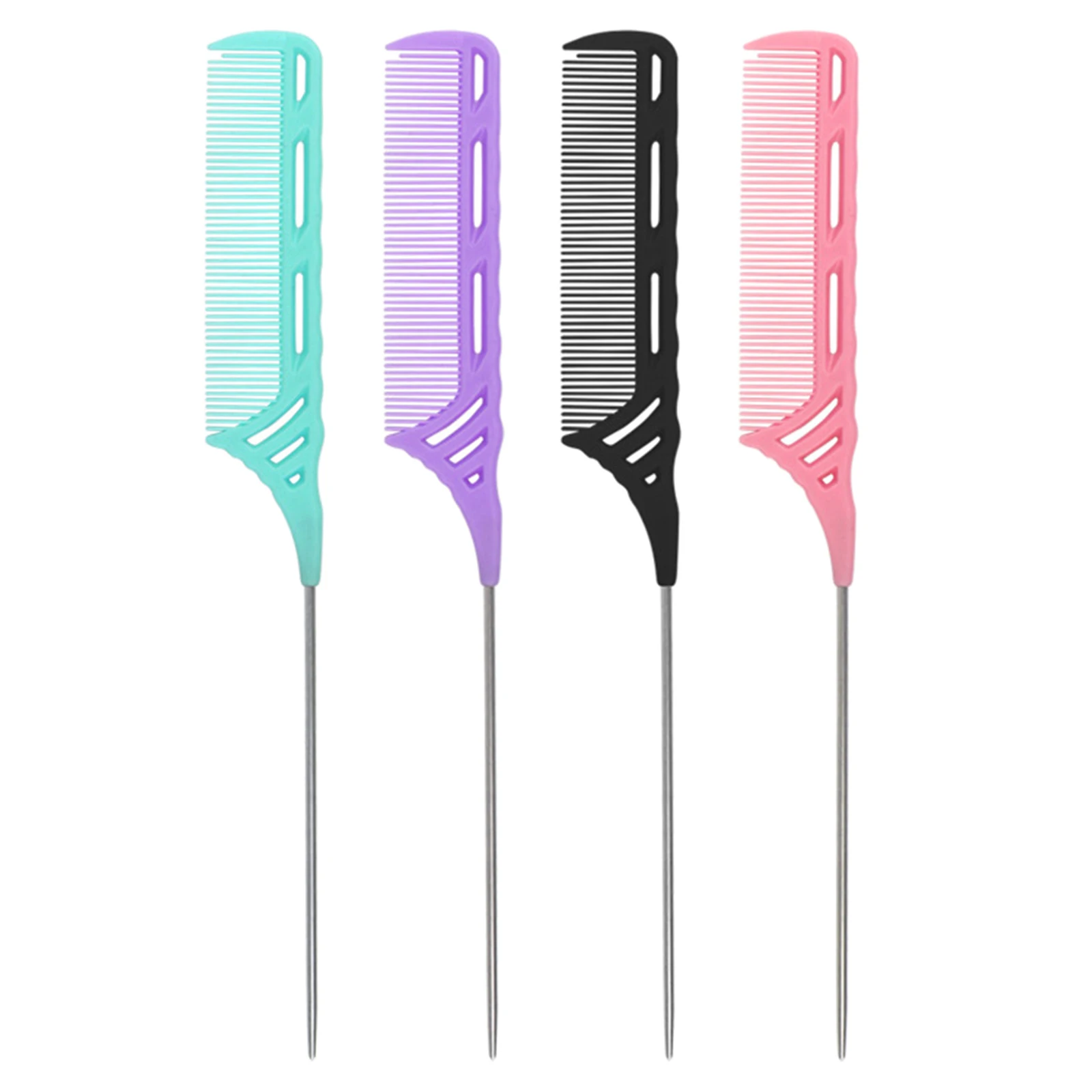 

Rat Tail Comb Steel Pin Teasing Combs with Stainless Steel Pintail for Women / Men Girls Hairdressing Comb