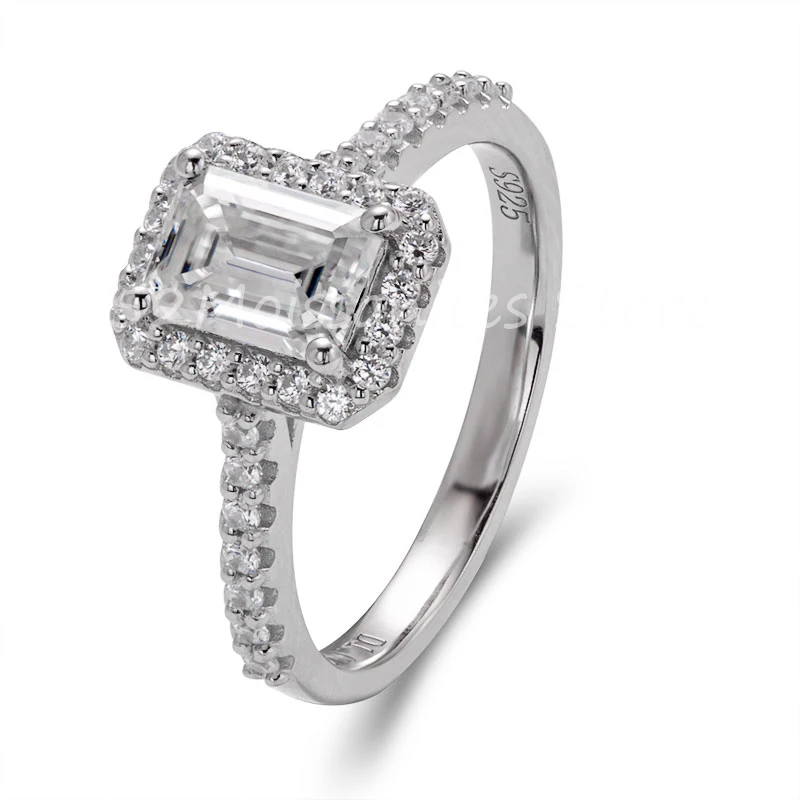 14k White Gold Moissanite Diamond Ring Emerald Cut Gemstone Accept Customization
14k White Gold Moissanite Diamond Ring Emerald Cut Gemstone Accept Customization