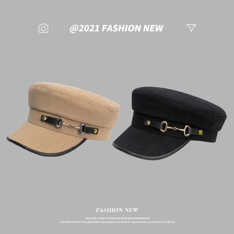 Autumn Flat Top Leather Buckle Navy Hat Women Girl Korean Version All-match Visor Berets Cap Outdoor Fashion Newsboy Painter Hat
Autumn Flat Top Leather Buckle Navy Hat Women Girl Korean Version All-match Visor Berets Cap Outdoor Fashion Newsboy Painter Hat