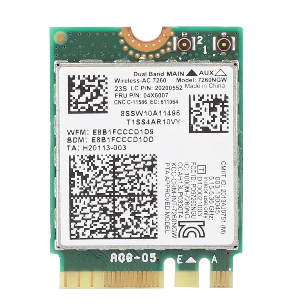 Двухчастотная беспроводная сетевая карта для Intel 7260 AC 867 Мбит/с, специально для Lenovo /ThinkPad
Двухчастотная беспроводная сетевая карта для Intel 7260 AC 867 Мбит/с, специально для Lenovo /ThinkPad