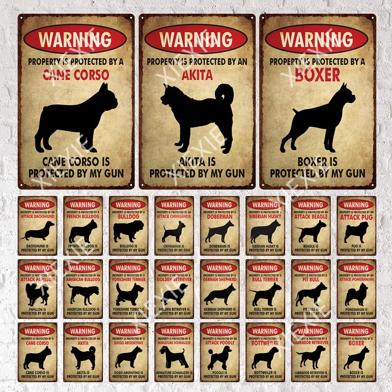 Dog Warning Poster Protected By My Gun Vintage Tin Metal Sign Protected Pet Decor Farm Home Kennel Dog House Decoration Plate
Dog Warning Poster Protected By My Gun Vintage Tin Metal Sign Protected Pet Decor Farm Home Kennel Dog House Decoration Plate
