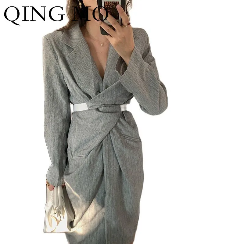 QING MO 2021 Spring Autumn Fashion New Women Dress V-neck Waist Long Slim Dress Trend Commuter Style Gray ZWL248
QING MO 2021 Spring Autumn Fashion New Women Dress V-neck Waist Long Slim Dress Trend Commuter Style Gray ZWL248