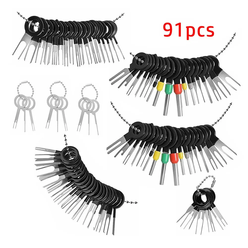 91/67/59PCS Wire Terminal Removal Tool Car Electrical Wiring Crimp Connector Pin Kit Stainless Steel 301 Fit For Most Cars
91/67/59PCS Wire Terminal Removal Tool Car Electrical Wiring Crimp Connector Pin Kit Stainless Steel 301 Fit For Most Cars