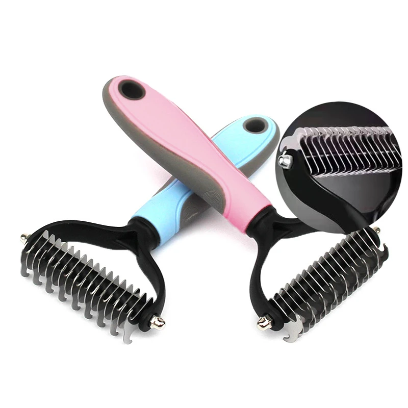 

Hair Removal Comb for Dogs Cat Detangler Fur Trimming Dematting Deshedding Brush Grooming Tool For matted Long Hair Curly Pet