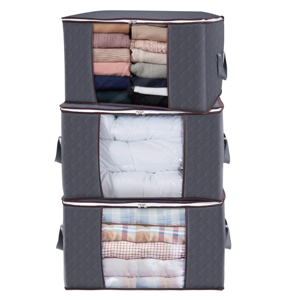 Large Capacity Clothes Storage Bag Organizer with Reinforced Handle Thick Fabric for Comforters Blankets Space Saving Organizer 
Large Capacity Clothes Storage Bag Organizer with Reinforced Handle Thick Fabric for Comforters Blankets Space Saving Organizer