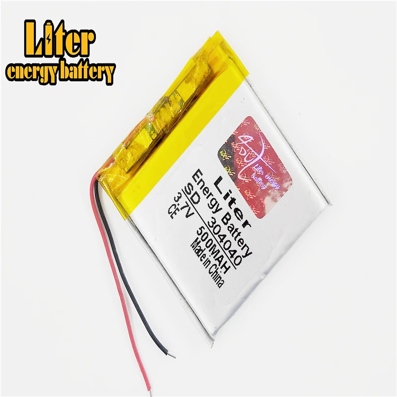 3.7V 500mAh 304040 lipo polymer lithium Rechargeable battery for MP3 GPS DVD bluetooth recorder headset e-book camera | Компьютеры и