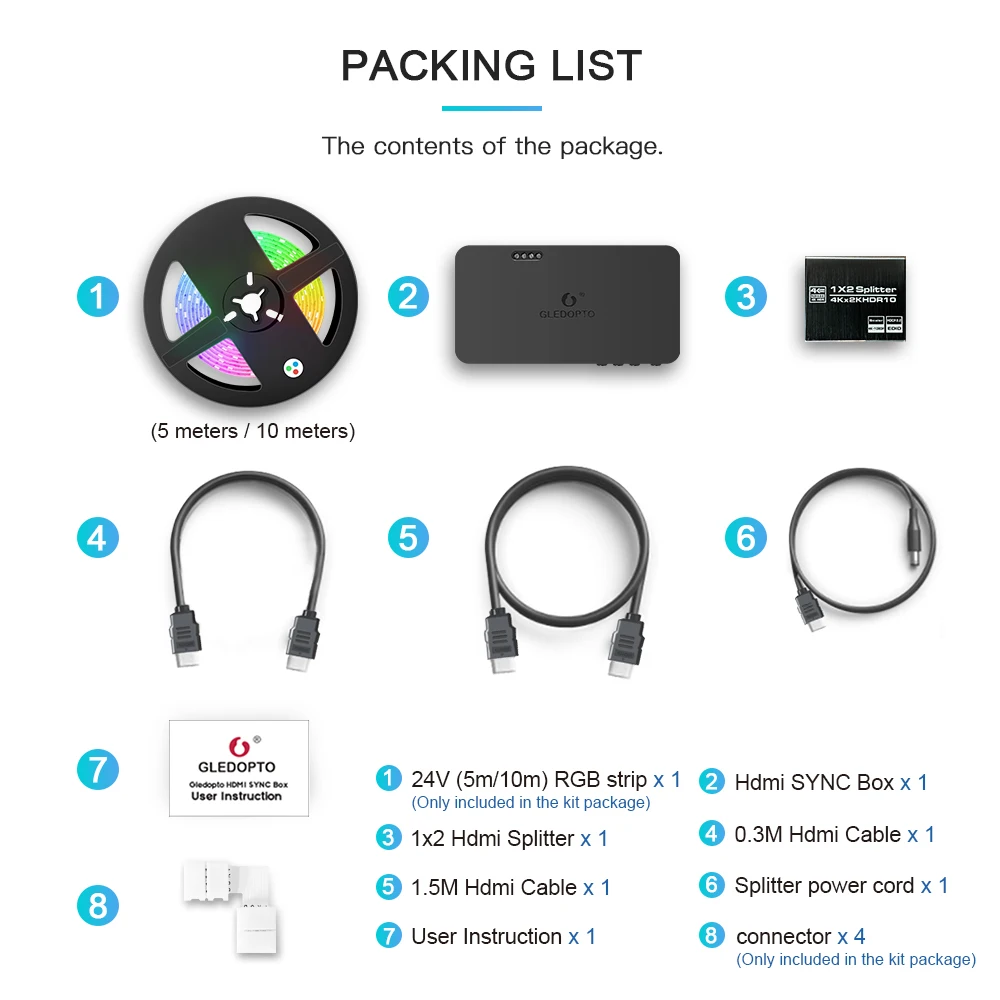 Gledopto RGB TV Background Strip Light HDMI-Compatible SYNC Box Kit Color Change Dimmable TV Backlight Enjoy Lighting Support 4K 
Gledopto RGB TV Background Strip Light HDMI-Compatible SYNC Box Kit Color Change Dimmable TV Backlight Enjoy Lighting Support 4K