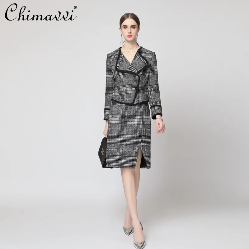 2021 Autumn Women Clothing New Large Lapel Double Breasted Long Sleeve Coat Top Fashion Side-Slit Skirt Temperament 2pcs Set
2021 Autumn Women Clothing New Large Lapel Double Breasted Long Sleeve Coat Top Fashion Side-Slit Skirt Temperament 2pcs Set