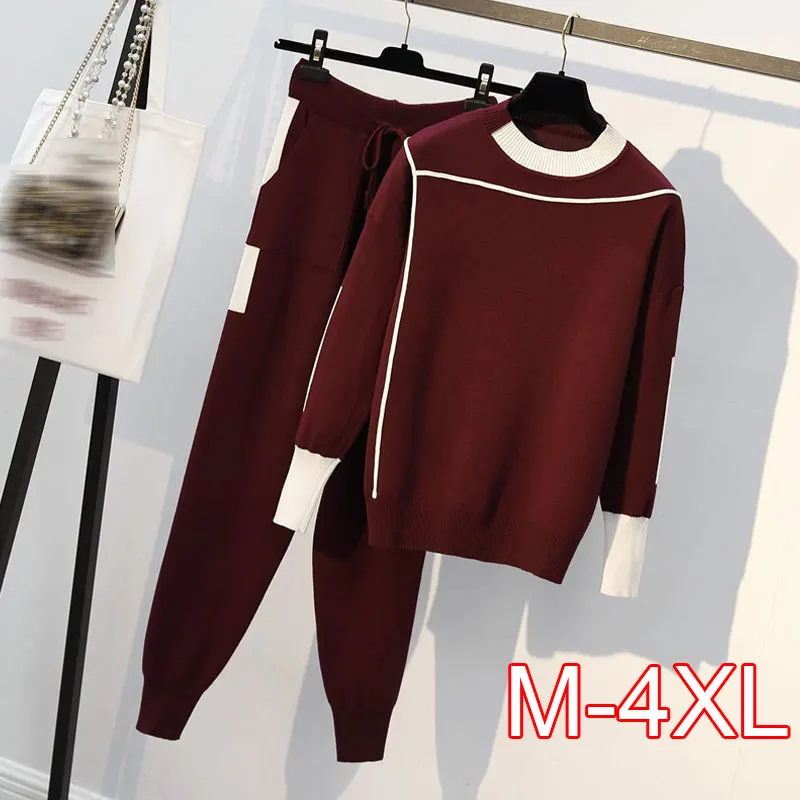 Plus Size Woman Sweater Suits Knit Casual Tracksuits Crewneck Pullovers+Drawstrings Elastic Pants Two Piece Sets Female Outfits
Plus Size Woman Sweater Suits Knit Casual Tracksuits Crewneck Pullovers+Drawstrings Elastic Pants Two Piece Sets Female Outfits