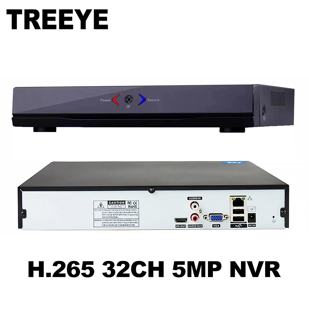 Сетевой видеорегистратор TREEYE XMeye H.265 HEVC 8CH * 4K/32CH 5MP 32 канала 5mp IP камера Onvif 2 0 CCTV NVR SATA