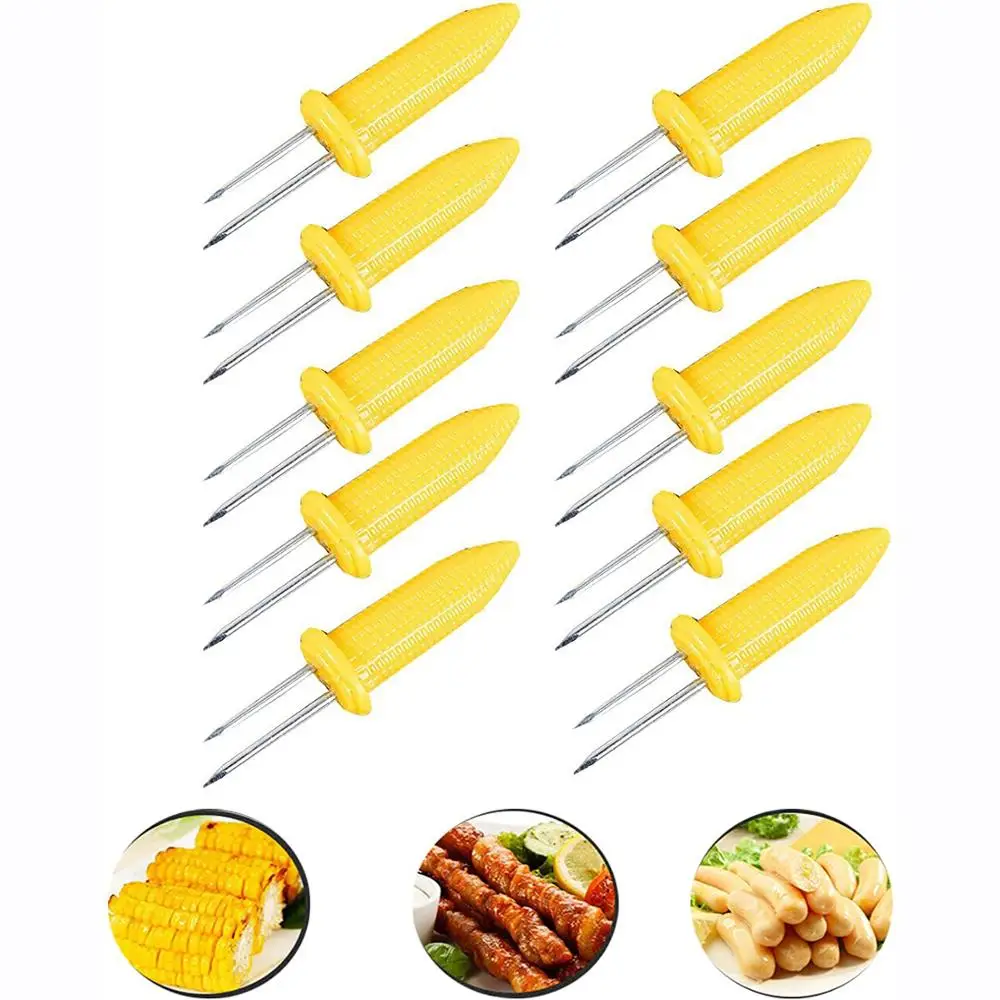 

10pcs/Pack Corn on The Cob Holders Skewers BBQ Twin Prong Sweetcorn Holder Fork Kitchen Tool Party BBQ Forks