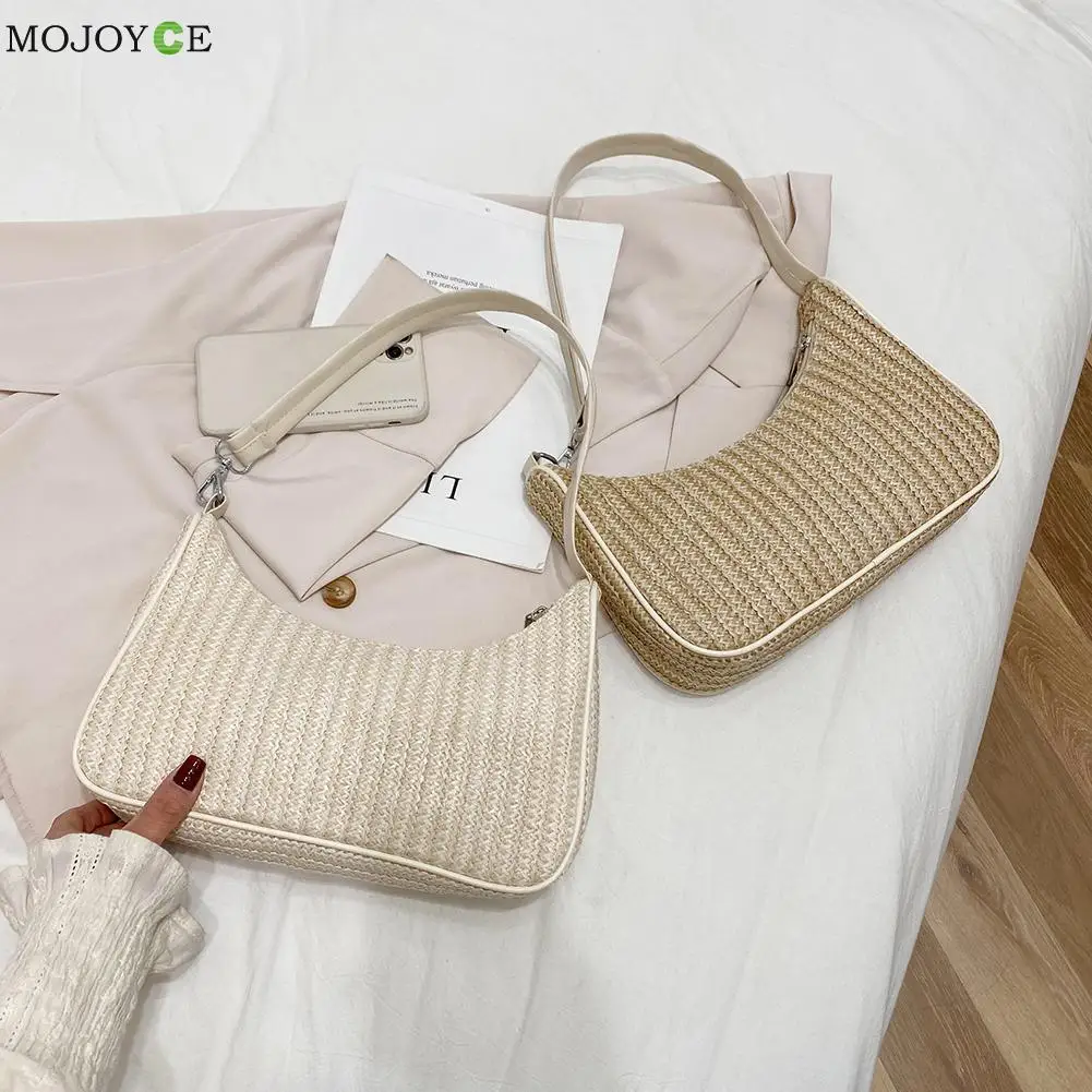 Fashion Women Summer Vacation Pure Color Woven Shoulder Underarm Bag Casual Ladies Hobos Handbags Small Purse
Fashion Women Summer Vacation Pure Color Woven Shoulder Underarm Bag Casual Ladies Hobos Handbags Small Purse