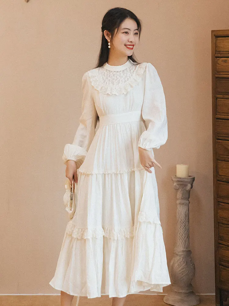 Summer Women's Retro Stitching Lace Collar Was Thin And Long Dress Japanese Girl Pastoral Style Waist Dress White Fairy Dress
Summer Women's Retro Stitching Lace Collar Was Thin And Long Dress Japanese Girl Pastoral Style Waist Dress White Fairy Dress