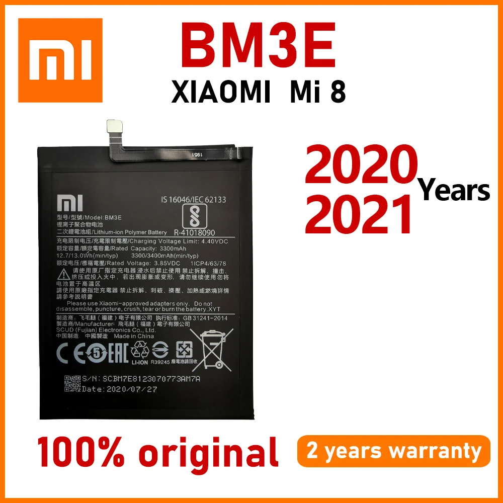 Xiao Mi New 100% Original 400mAh BM3E Battery for Xiaomi Mi 8 Mi8 M8 Mobile Phone In Stock Batteries Bateria
Xiao Mi New 100% Original 400mAh BM3E Battery for Xiaomi Mi 8 Mi8 M8 Mobile Phone In Stock Batteries Bateria