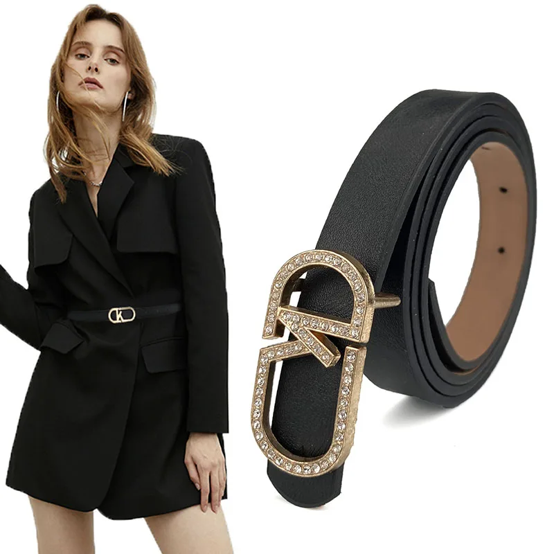 Fashion Design Women Belts Luxury Brand Rhinestone Buckle Leather Strap With Jeans Belt Black Ladies Female Thin Waistband
Fashion Design Women Belts Luxury Brand Rhinestone Buckle Leather Strap With Jeans Belt Black Ladies Female Thin Waistband