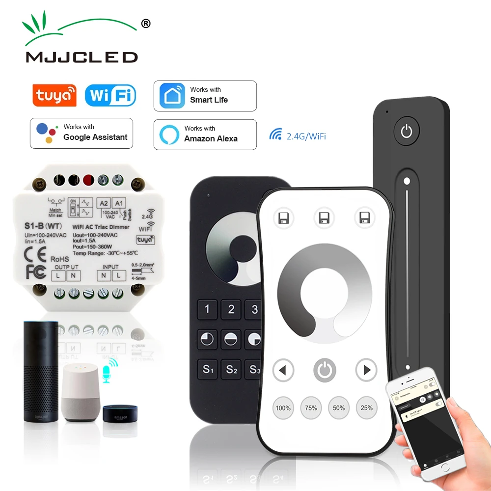 Tuya LED Dimmer Wifi Smart 2.4G RF Wireless Remote Control 230V 110V AC Triac Dimmer for Dimmable LED Bulb Light Lamp 220V S1-B
Tuya LED Dimmer Wifi Smart 2.4G RF Wireless Remote Control 230V 110V AC Triac Dimmer for Dimmable LED Bulb Light Lamp 220V S1-B