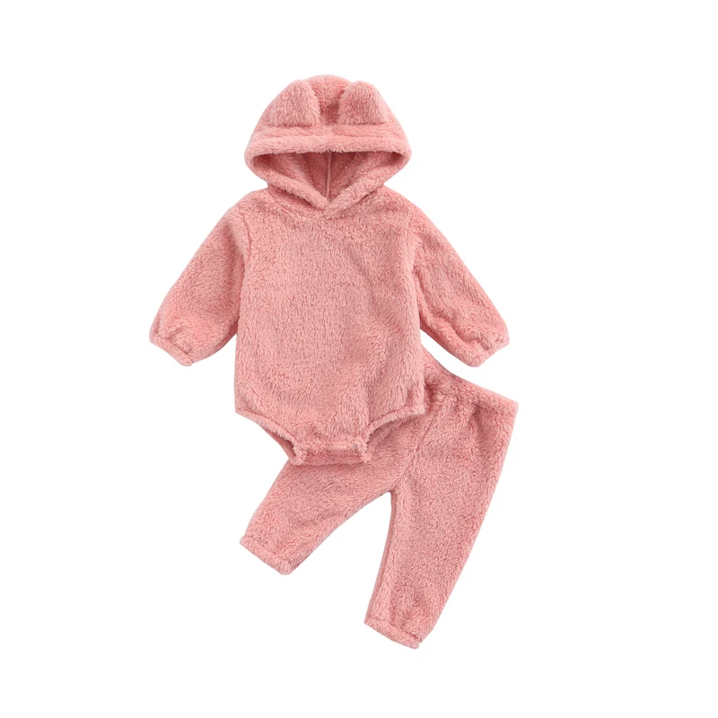 Toddler Newborn Baby's Clothes Hooded Romper Trousers Thick Plush with Cartoon Ears Solid Color Autumn Children's Clothing Set
Toddler Newborn Baby's Clothes Hooded Romper Trousers Thick Plush with Cartoon Ears Solid Color Autumn Children's Clothing Set