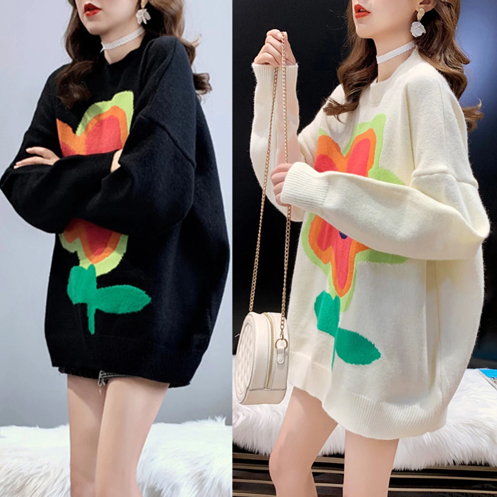 Women Oversize Knitwear Sweatshirts Jumpers Sweater Long Sleeve New Oversized Loose Round Neck Color Matching Winter Mid-length 
Women Oversize Knitwear Sweatshirts Jumpers Sweater Long Sleeve New Oversized Loose Round Neck Color Matching Winter Mid-length