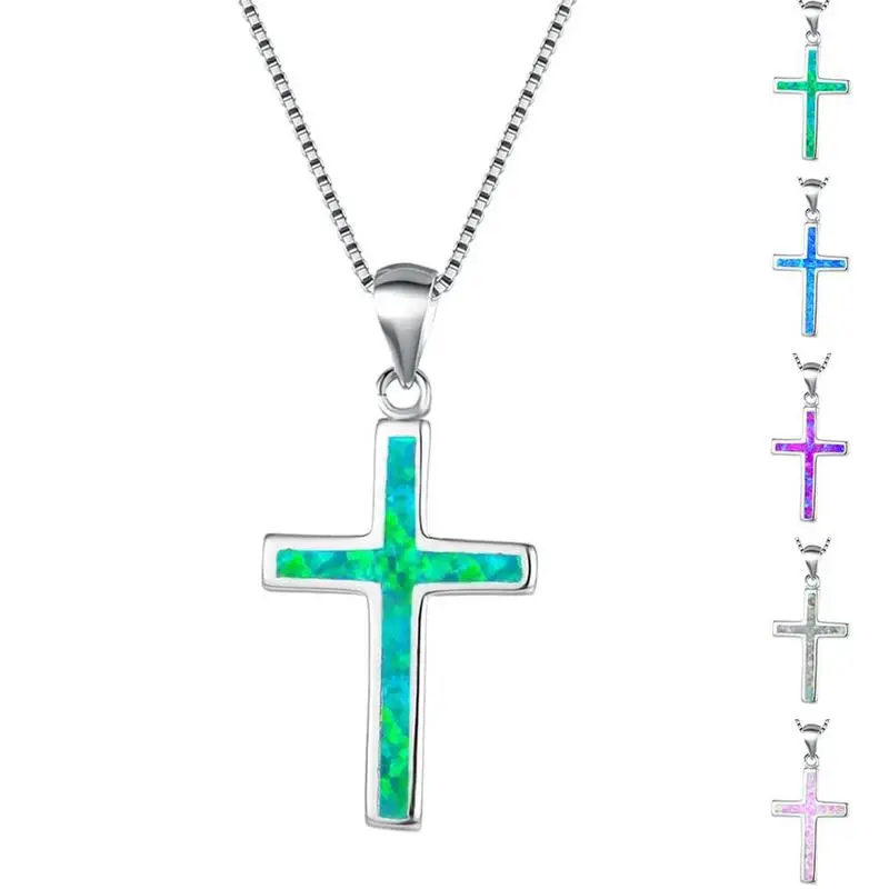Simple Style Cross Style Pendants Necklaces Fashion Silver Color Choker Necklace Blue White Fire Opal Necklaces For Women
Simple Style Cross Style Pendants Necklaces Fashion Silver Color Choker Necklace Blue White Fire Opal Necklaces For Women