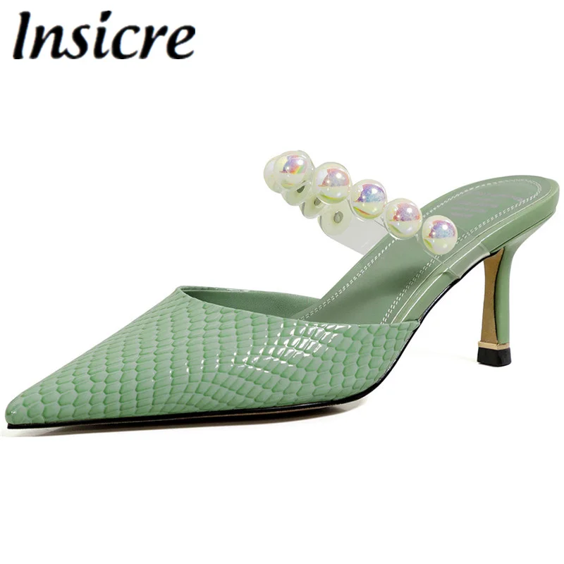 Insicre New Designer Women Cow Leather Pumps Slippers Slip On Mules Sexy Pointy Toe Pearl High Heels 6.5CM Ladies Prom Shoes
Insicre New Designer Women Cow Leather Pumps Slippers Slip On Mules Sexy Pointy Toe Pearl High Heels 6.5CM Ladies Prom Shoes