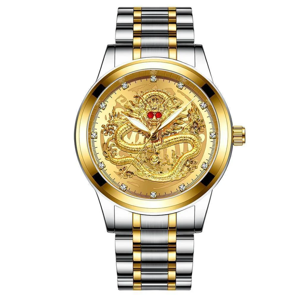 Top Brand Luxury Men Quartz Watch Classic Chinese Style Embossed Golden Dragon Watch Steel Band Business Men Watch DropShipping
Top Brand Luxury Men Quartz Watch Classic Chinese Style Embossed Golden Dragon Watch Steel Band Business Men Watch DropShipping