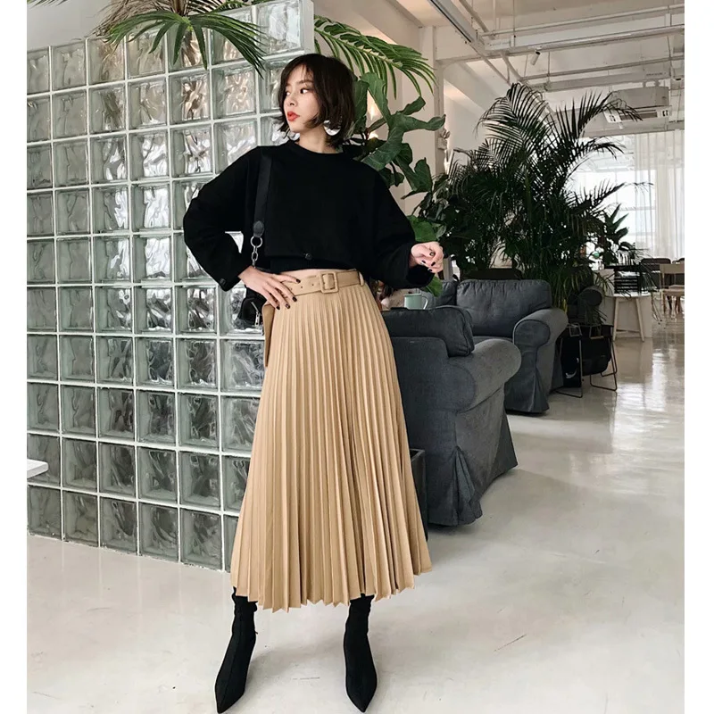 Женская зимняя новая плиссированная юбка Zoulv с высокой талией, темпераментная тонкая, дикий яркий тренд, однотонное длинное платье с поясом
Женская зимняя новая плиссированная юбка Zoulv с высокой талией, темпераментная тонкая, дикий яркий тренд, однотонное длинное платье с поясом