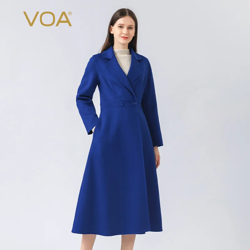 VOA Simple Turn-down Collar International Klein Blue Cashmere Winter Coats Office Ladies Long Sleeves Long Coat Women S0703
VOA Simple Turn-down Collar International Klein Blue Cashmere Winter Coats Office Ladies Long Sleeves Long Coat Women S0703