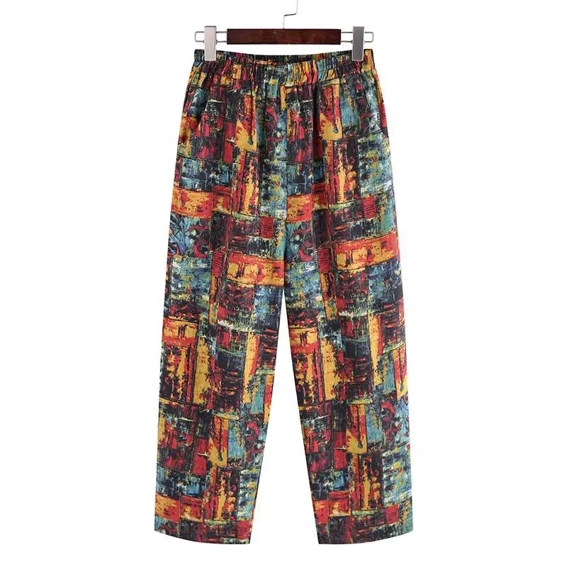 Bohemian Floral Print Pants Women Vintage Elastic Waist Harem Pants Casual Loose Cotton Linen Trousers Pantalon Oversized パンタロン
Bohemian Floral Print Pants Women Vintage Elastic Waist Harem Pants Casual Loose Cotton Linen Trousers Pantalon Oversized パンタロン