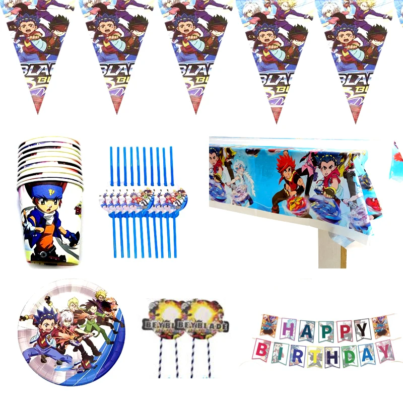 Happy Birthday Party Beyblade Burst Plates Cups Baby Shower Straws Tablecloth Boys Favors Hanging Banner Cake Flag 57pcs/lot
Happy Birthday Party Beyblade Burst Plates Cups Baby Shower Straws Tablecloth Boys Favors Hanging Banner Cake Flag 57pcs/lot