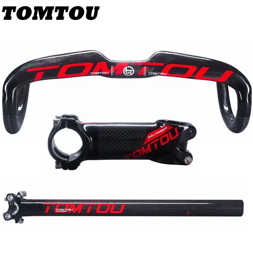 TOMTOU Carbon Fiber Road Bicycle Handlebar Stem Seatpost Cycling Parts Bike Road Drop Bars Sets Glossy Red - TH8T64
TOMTOU Carbon Fiber Road Bicycle Handlebar Stem Seatpost Cycling Parts Bike Road Drop Bars Sets Glossy Red - TH8T64