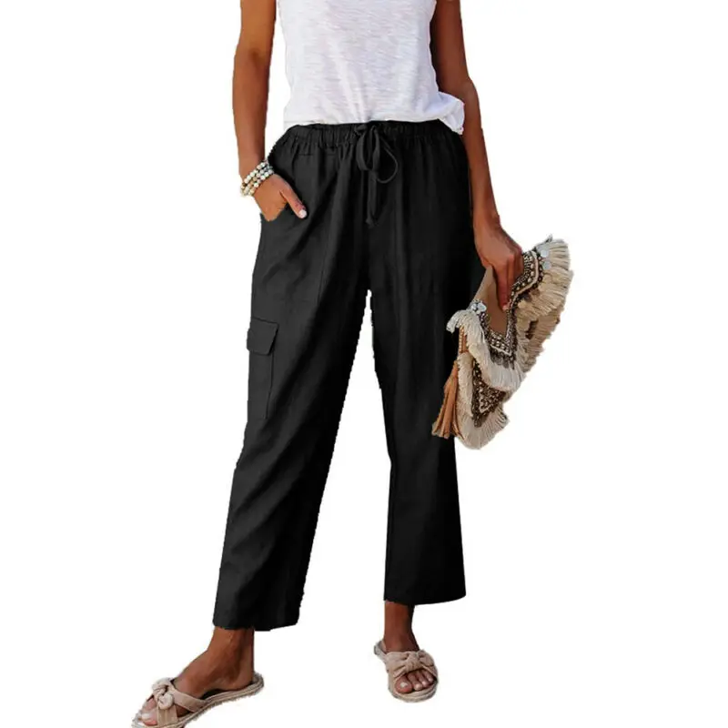 Women Loose Casual Trousers Plain Drawstring Long Pants Pockets Straight Trouser
Women Loose Casual Trousers Plain Drawstring Long Pants Pockets Straight Trouser